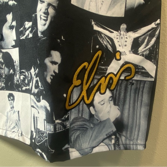Elvis Presley Collage Shirt XL Black & White Photo Print Button Front - Picture 10 of 11